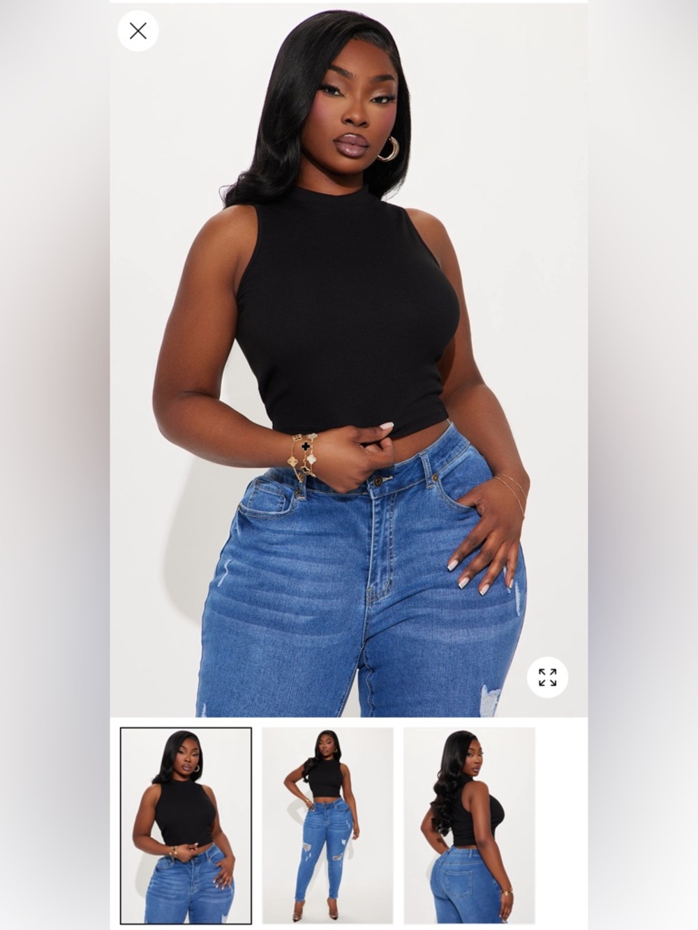 Fashion Nova Sleeveless Black Mock Neck Tank Top